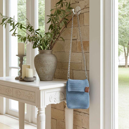 Handmade Crochet Pale Blue Phone Bag – Stylish and Charming Accessory