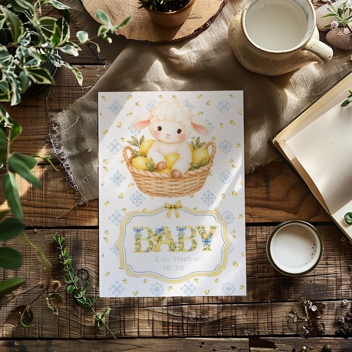 Unisex Little Lamb Baby Card - A Sweet Welcome for The New Arrival
