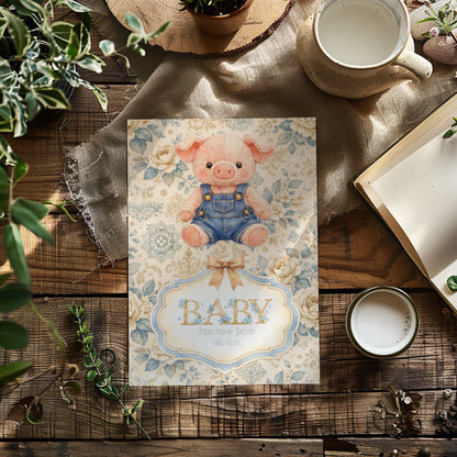 Personalised Piglet Card - New Baby Boy