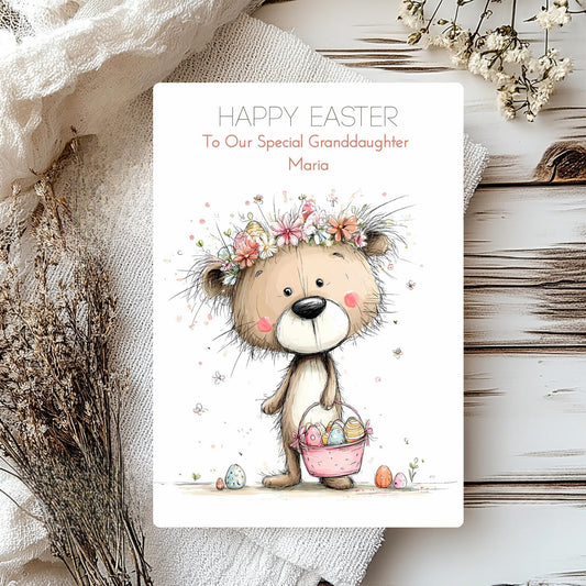 Personalised Lovely Bear Easter Card - Sweet Greetings