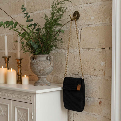 Handmade Crochet Navy Blue Phone Bag – Stylish and Classic Accessory