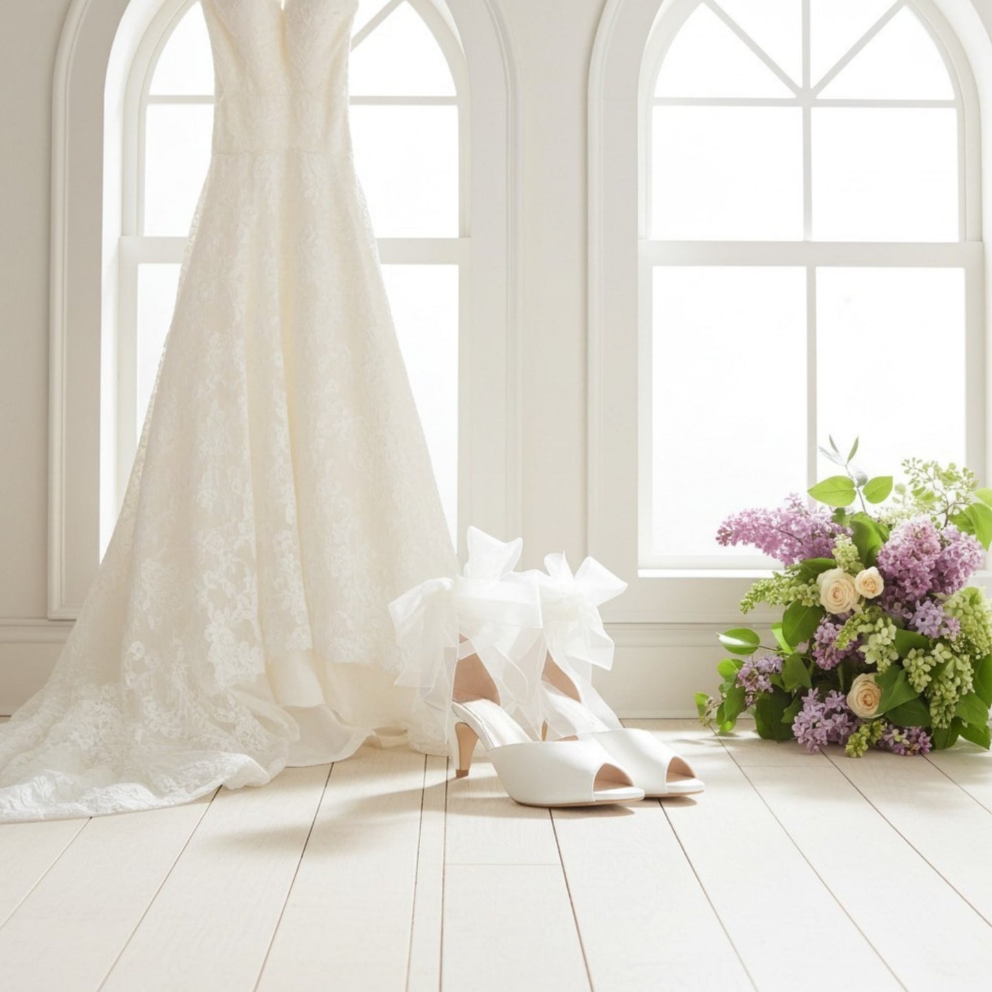 Neve Peep Toe Kitten Heel Bridal Shoes - Organza Strap