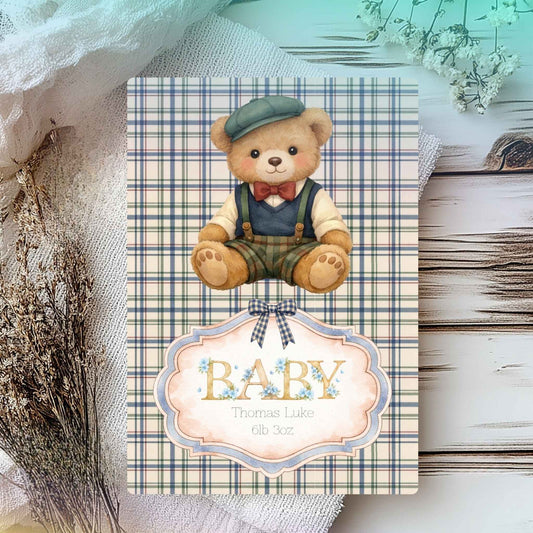 Personalised New Baby Boy Congratulations Greeting Card A5