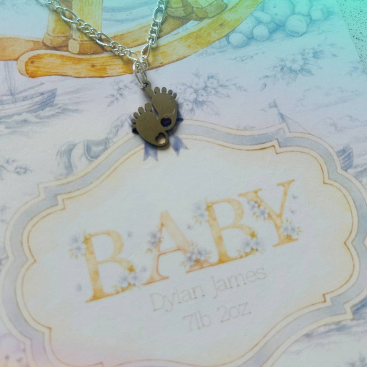 Adorable New Baby Necklace on Backing Card - Perfect Gift