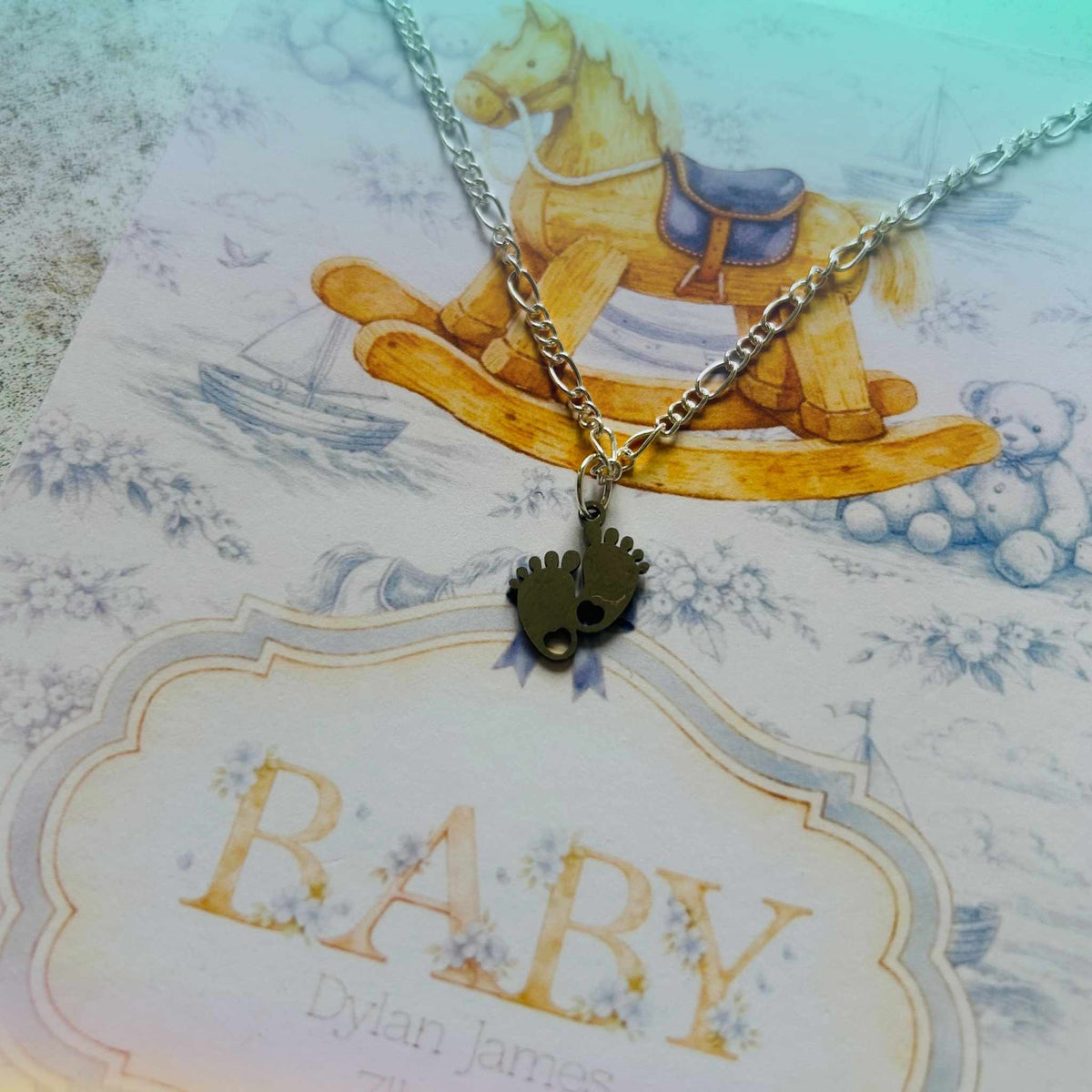 Adorable New Baby Necklace on Backing Card - Perfect Gift