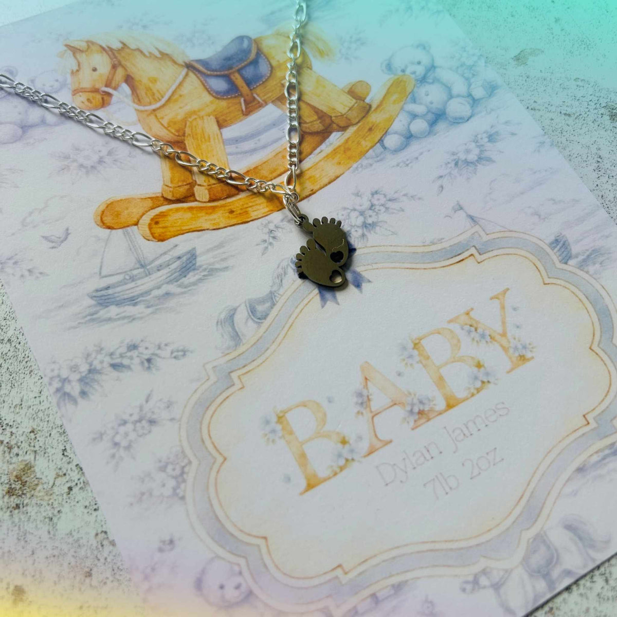 Adorable New Baby Necklace on Backing Card - Perfect Gift