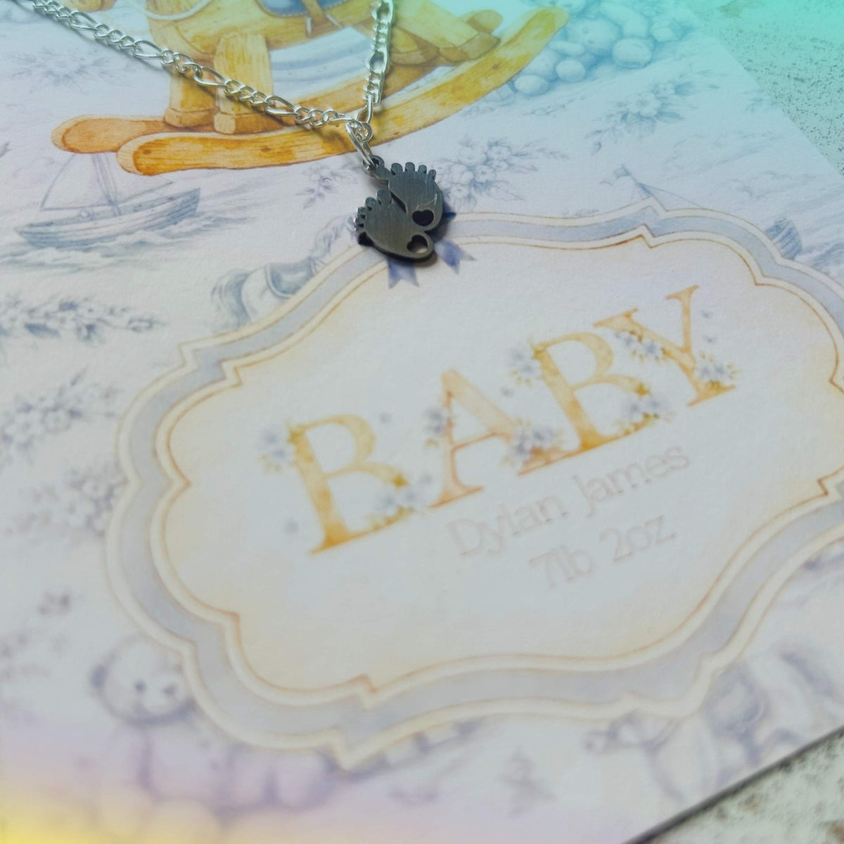 Adorable New Baby Necklace on Backing Card - Perfect Gift