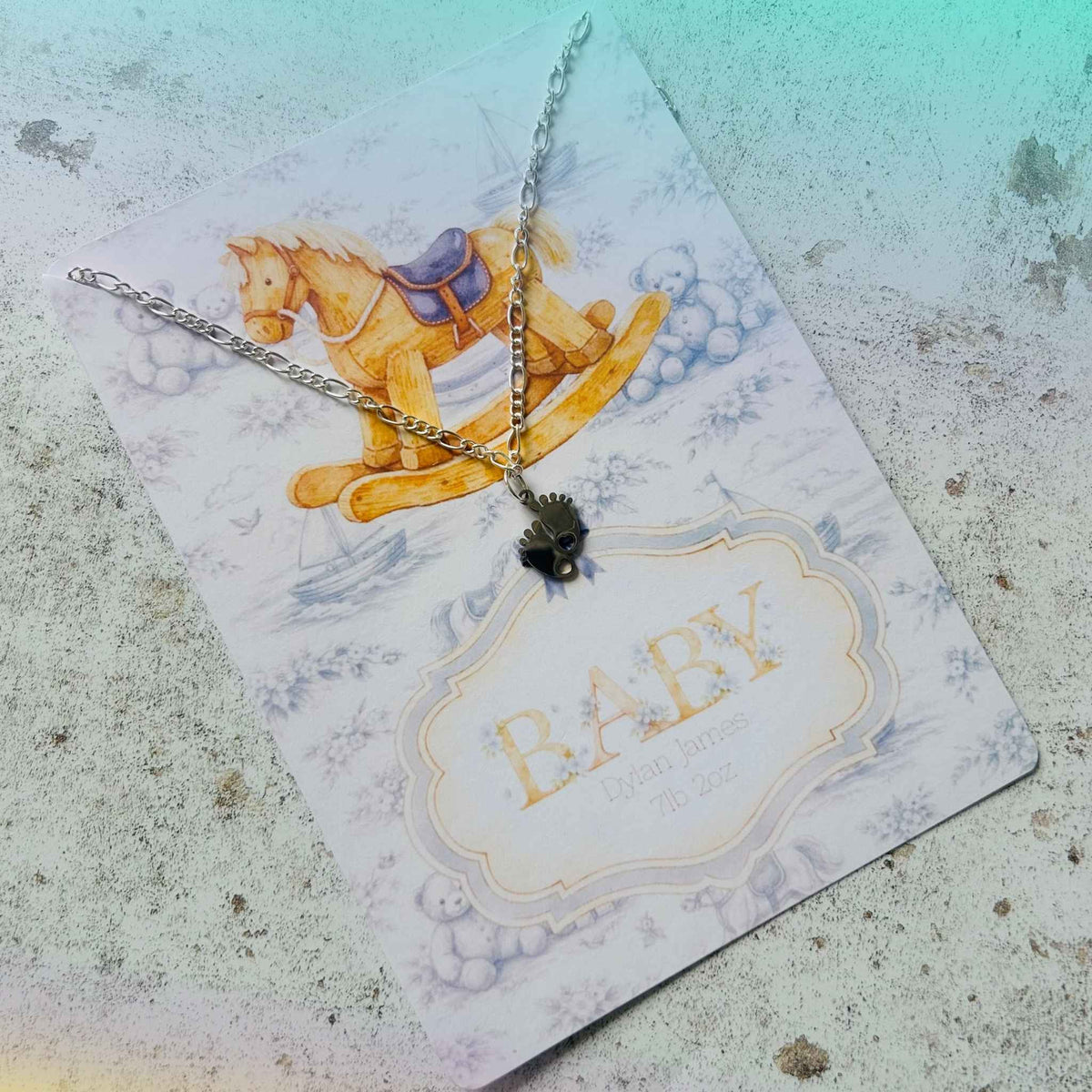 Adorable New Baby Necklace on Backing Card - Perfect Gift