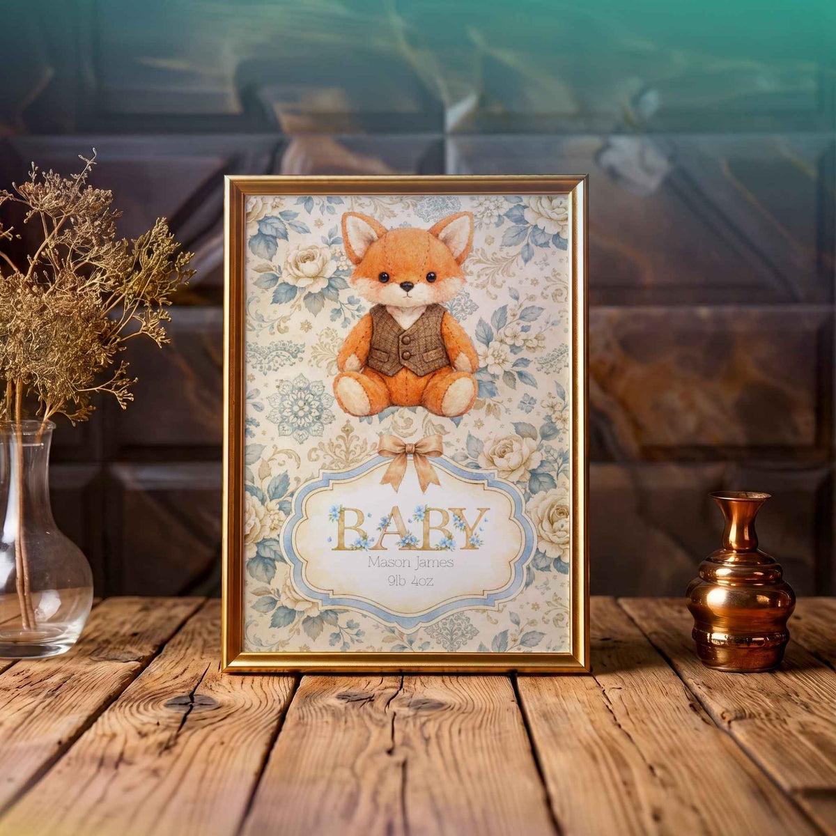 Handmade Custom Fox Nursery Print - Whimsical Personalised Decor