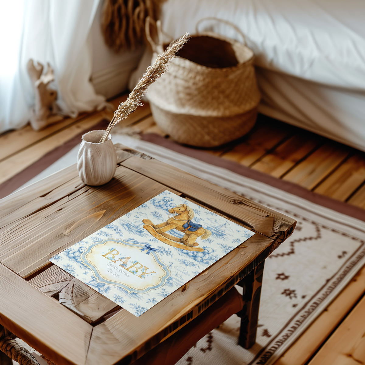 Personalised Rocking Horse Nursery Print - Custom Art for Your Little One