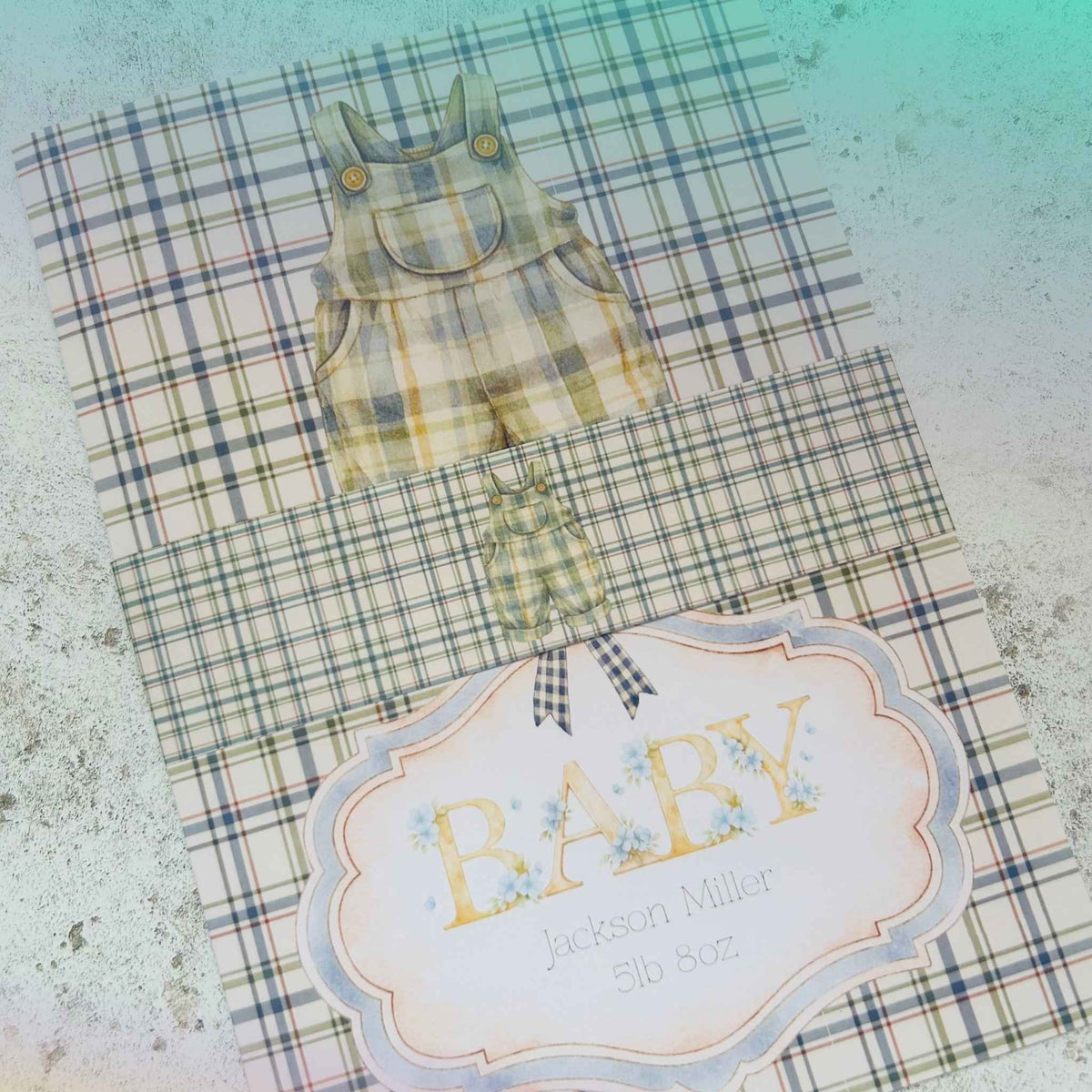 Personalised Newborn Baby Boy Card – Custom Name & Birth Weight