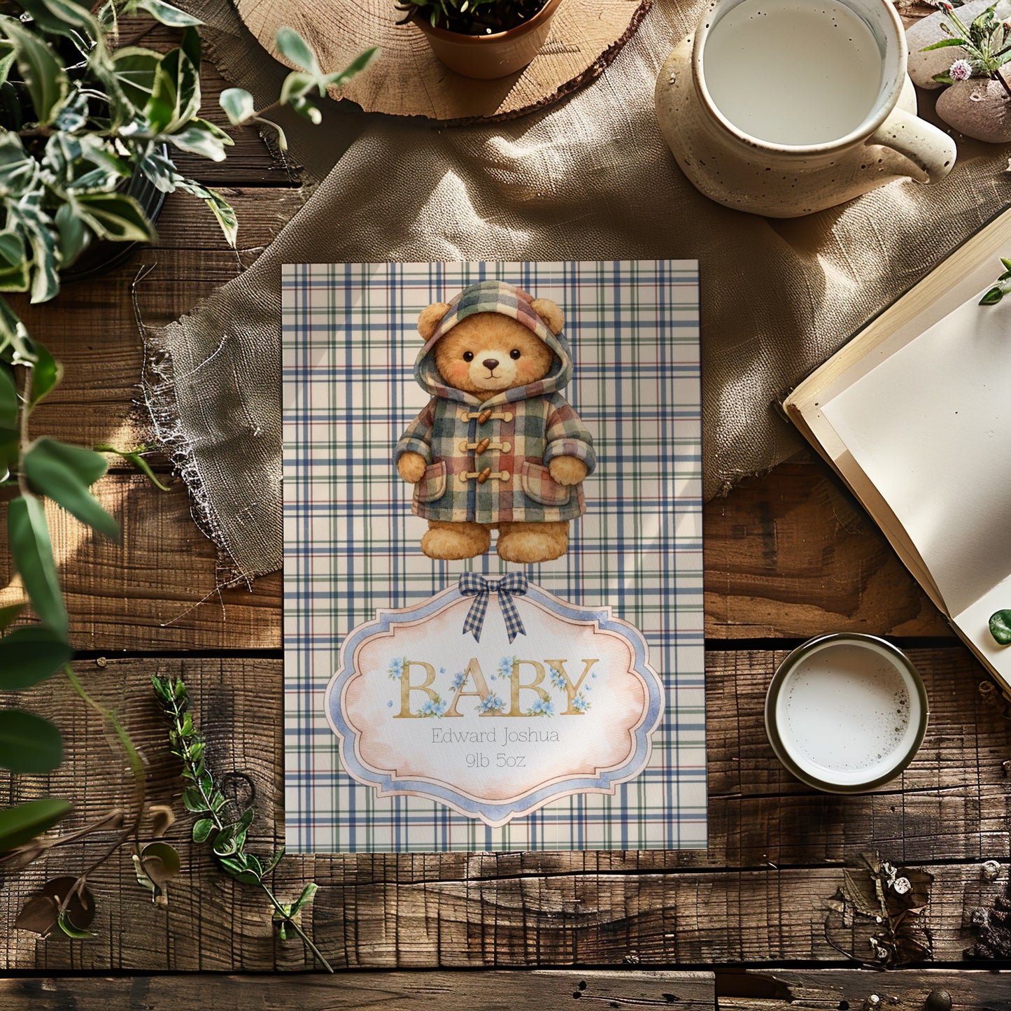 Personalised Baby Boy Greeting Card A5