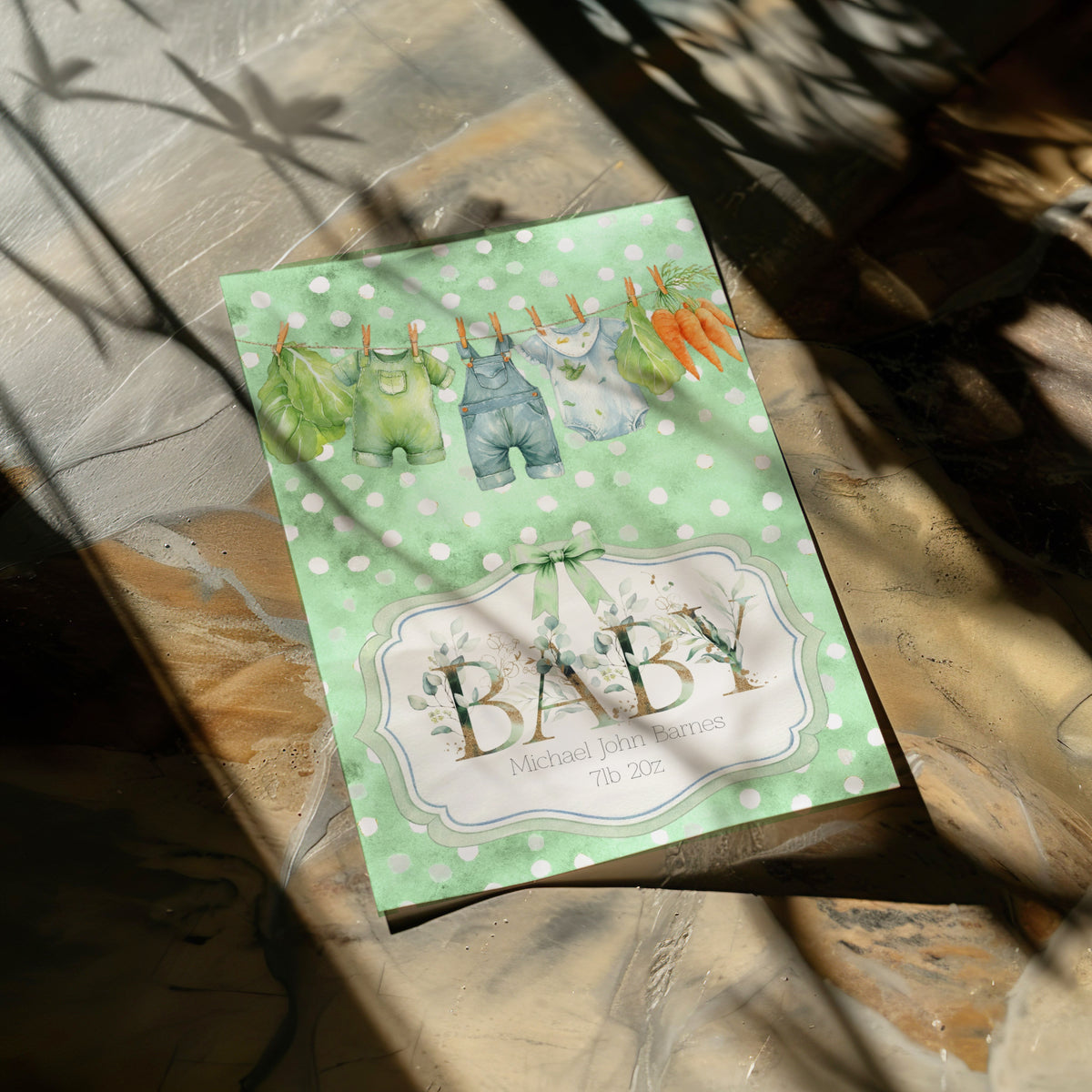 Homegrown Personalised Newborn Baby Card for Sweet Celebrations