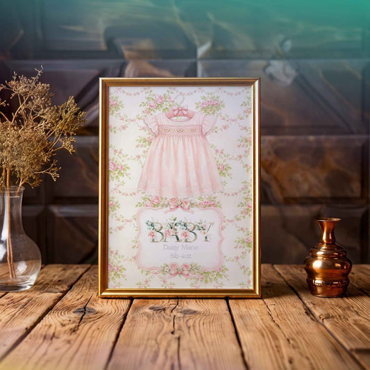 Personalised Floral Nursery Print - Custom Art for Your Baby Girl