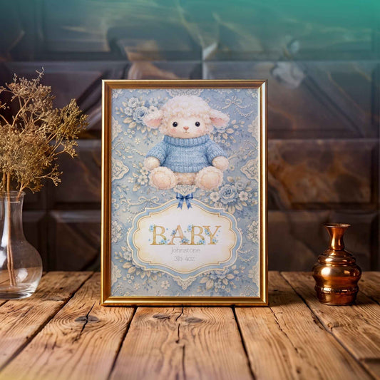 Handmade Custom Lamb Nursery Print - Adorable Personalised Print