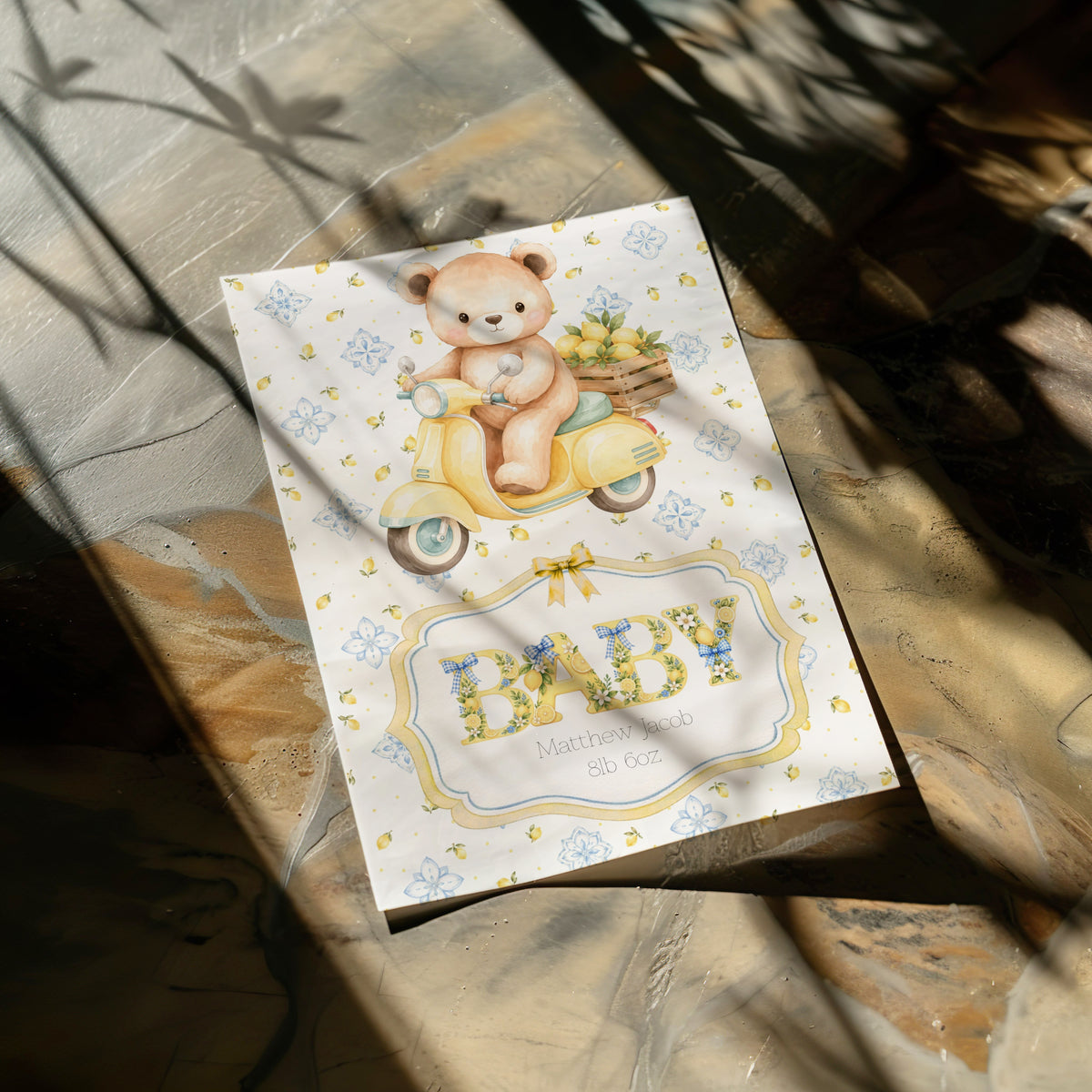 Personalised Teddy Newborn Baby Card - Welcome for The Little One