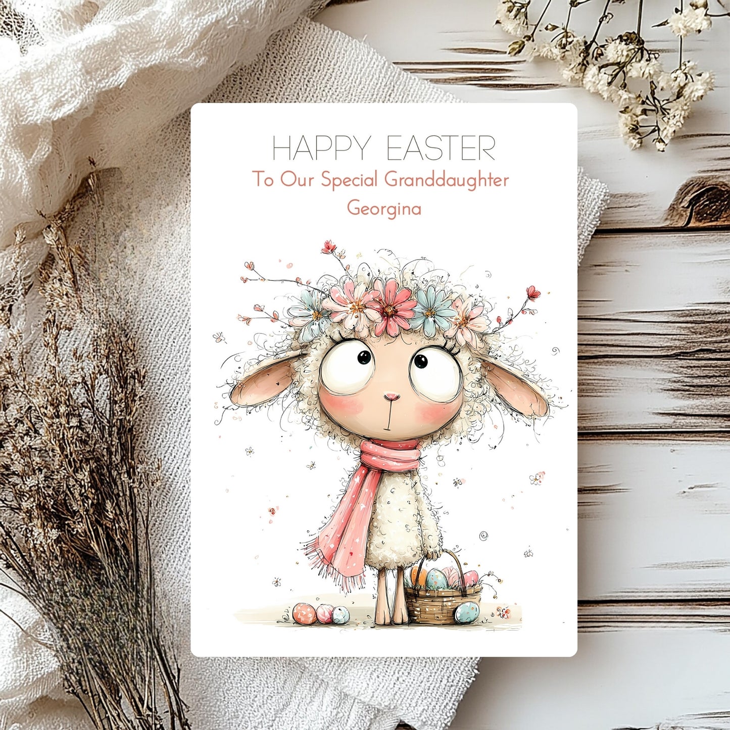 Cute Personalised Lamb Easter Card - Easter Greeting