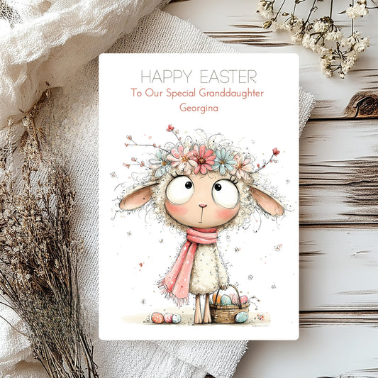 Cute Personalised Lamb Easter Card - Easter Greeting