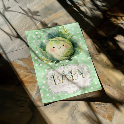 Personalised New Baby Greeting Card with Homegrown Cabbage A5