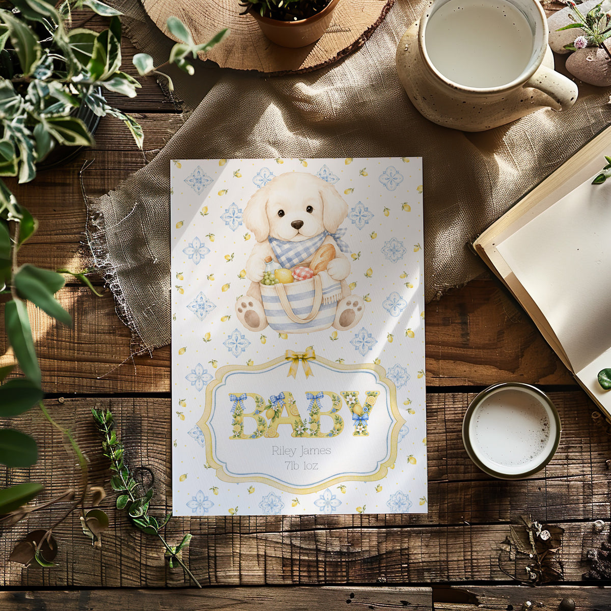 Cute Puppy Unisex Newborn Card – Perfect for Welcoming Little Ones