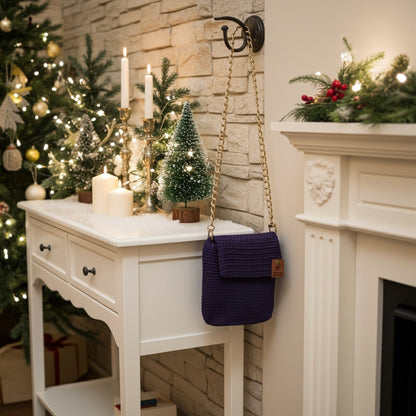 Handmade Crochet Purple Phone Bag – Stylish and Unique Accessory