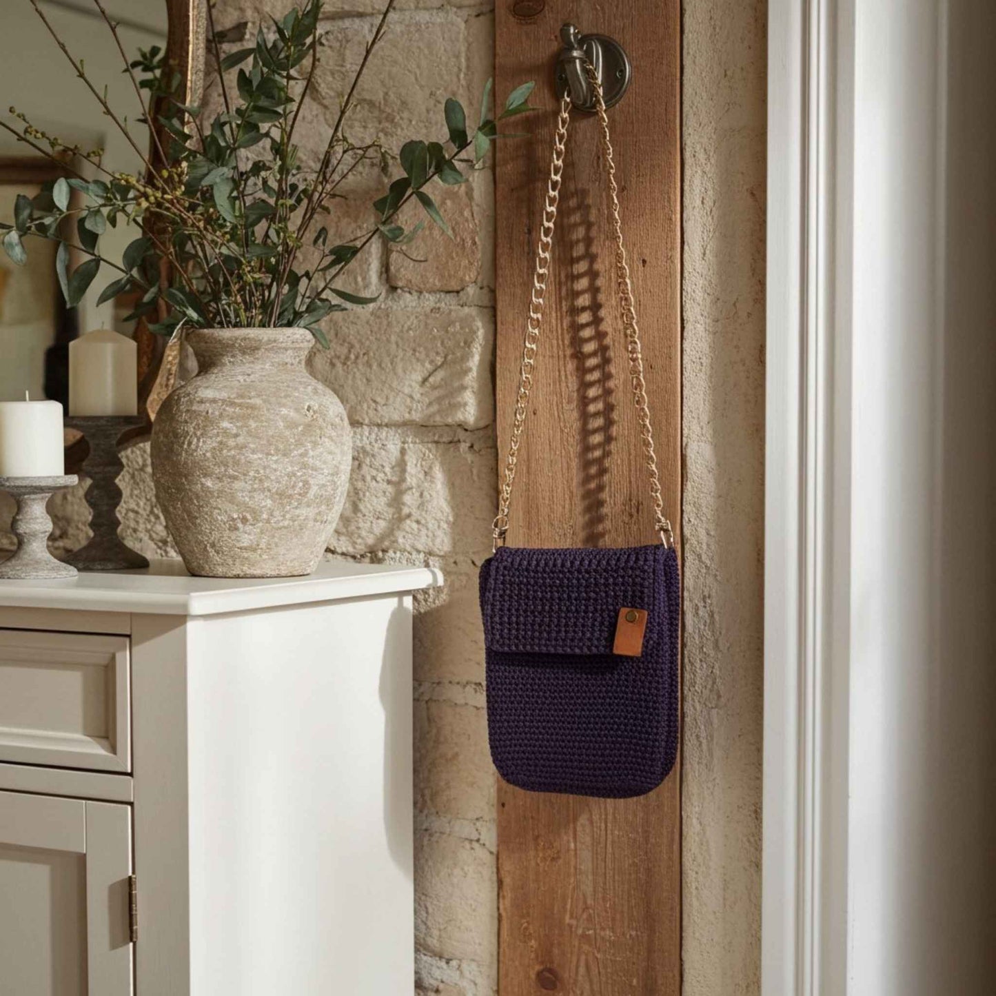 Handmade Crochet Purple Phone Bag – Stylish and Unique Accessory