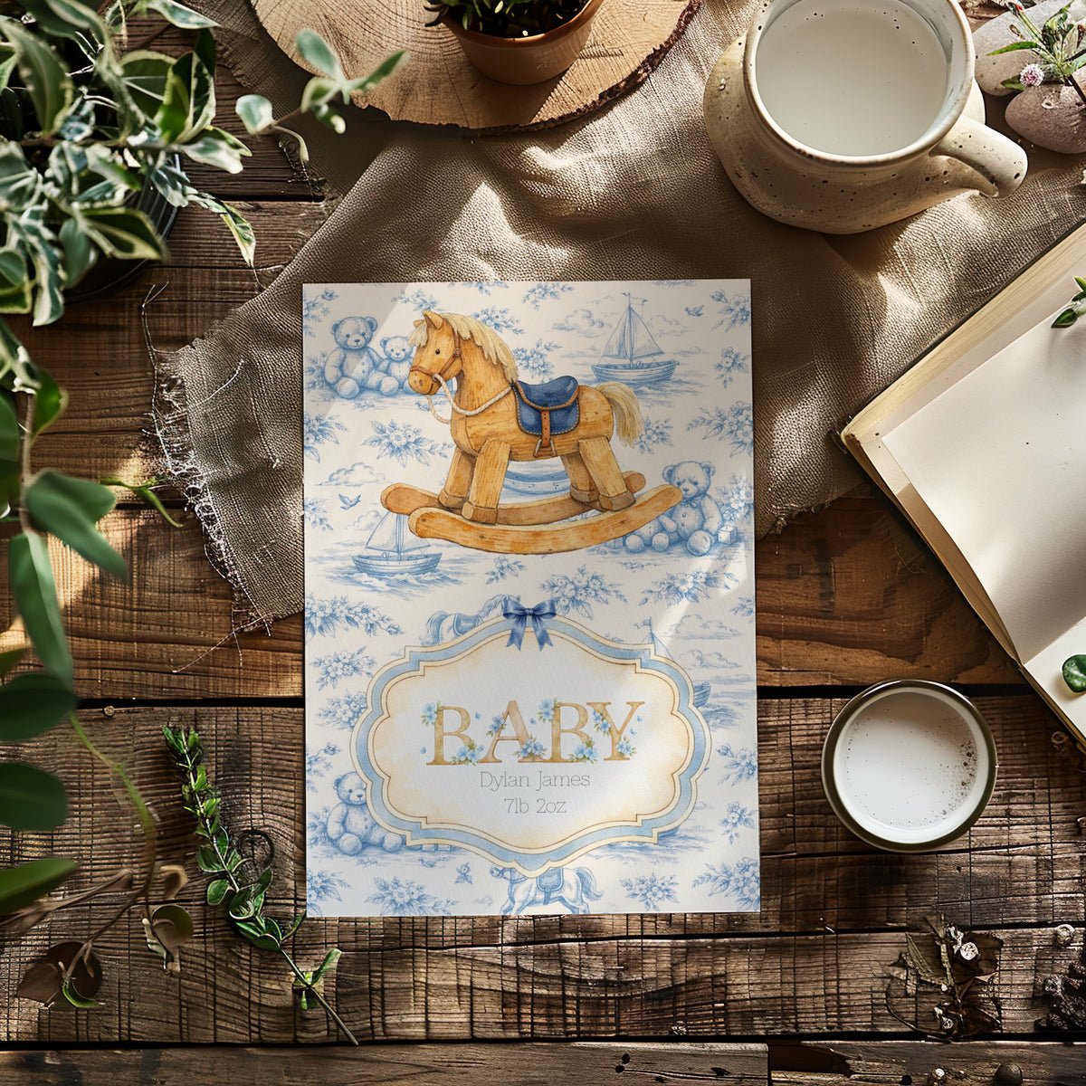 Personalised Rocking Horse Nursery Print - Custom Art for Your Little One
