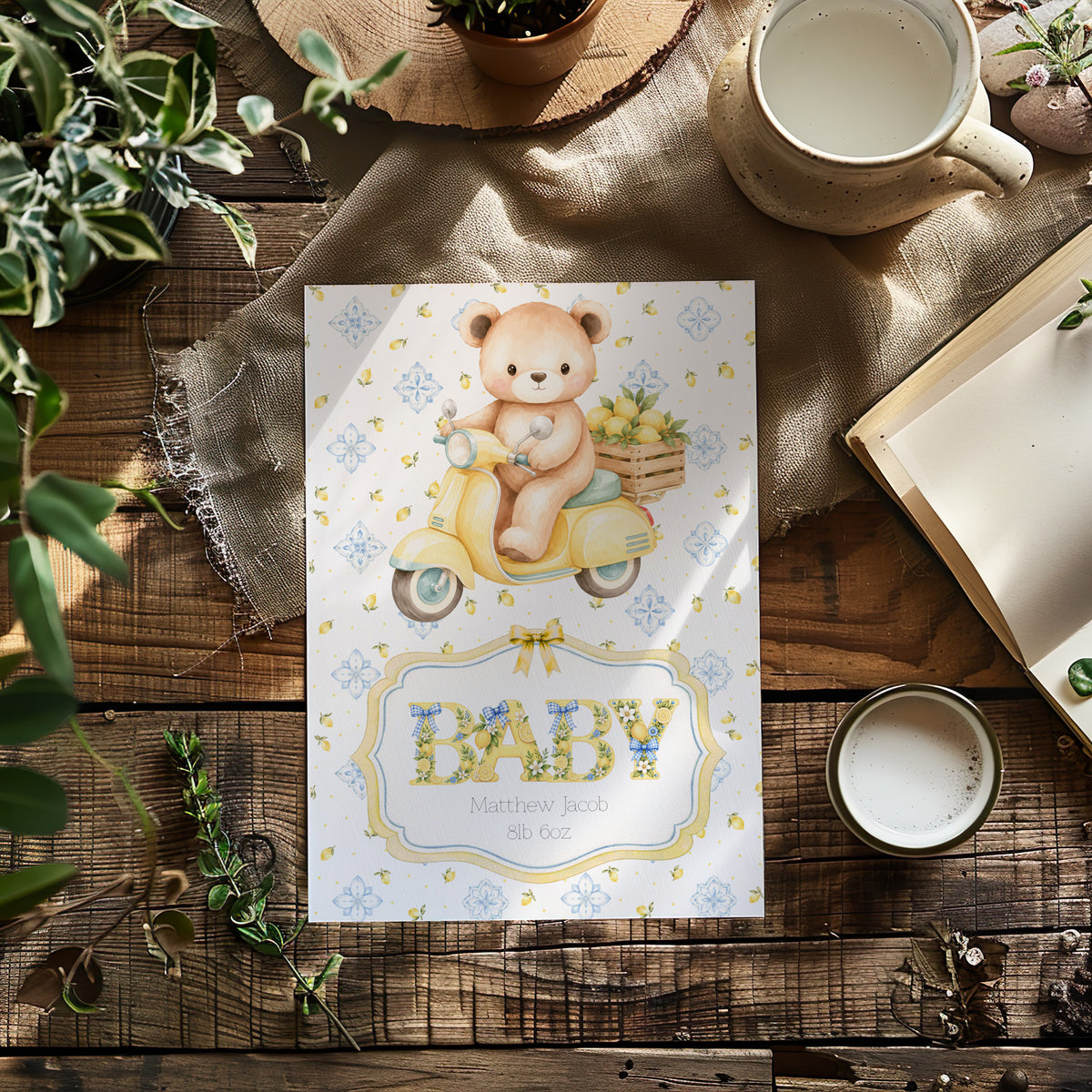 Personalised Teddy Newborn Baby Card - Welcome for The Little One