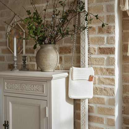 Handmade Crochet Soft White Phone Bag – Functional Accessory